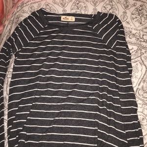 Hollister grey and white stripped shirt
